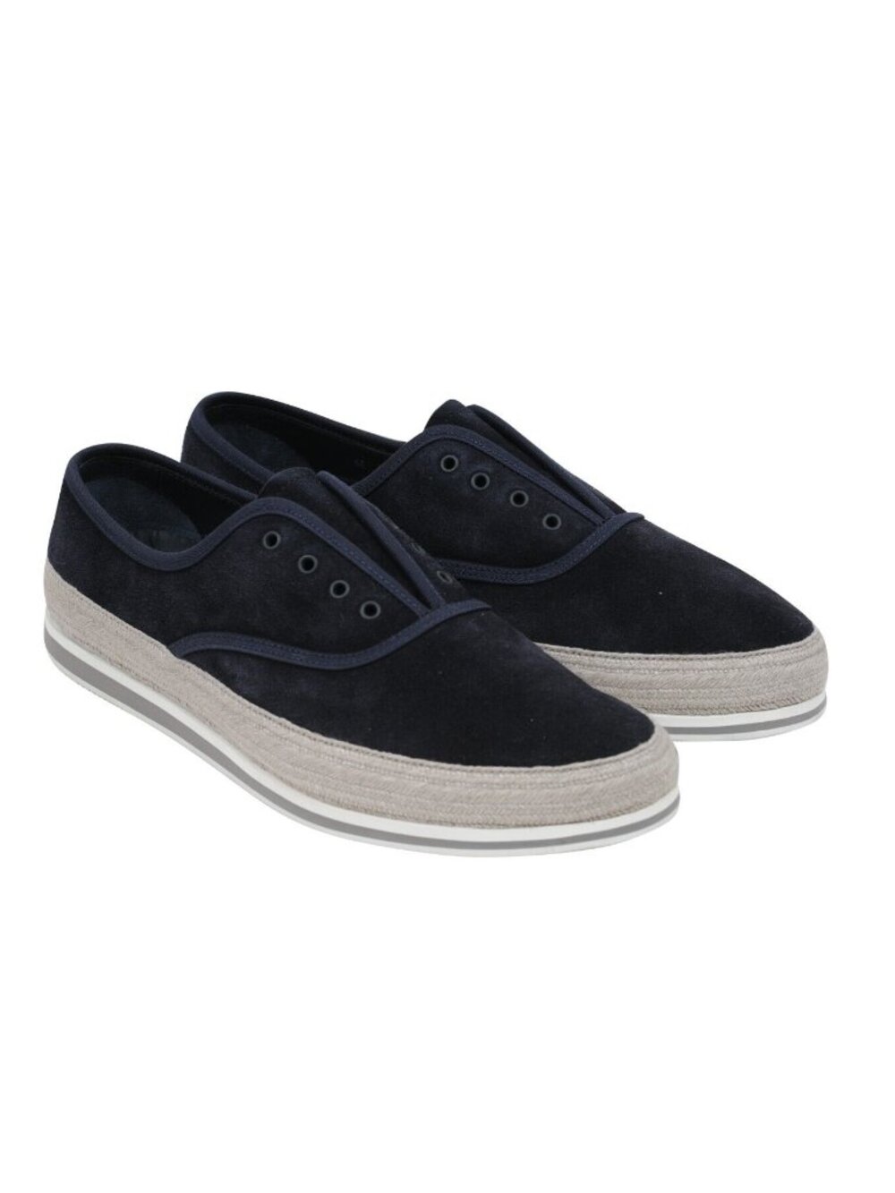 Prada Espadrille Sneakers Size US 8.5 UK 7.5 Blue Grey Suede Slip On St Tropez